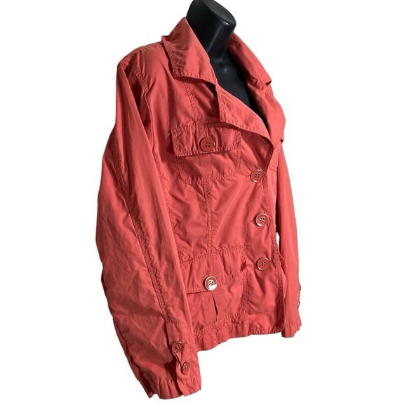Chicos Jacket Womens Size 2 (Large) Orange Utility Lightweight Trucker Pockets - Picture 4 of 12